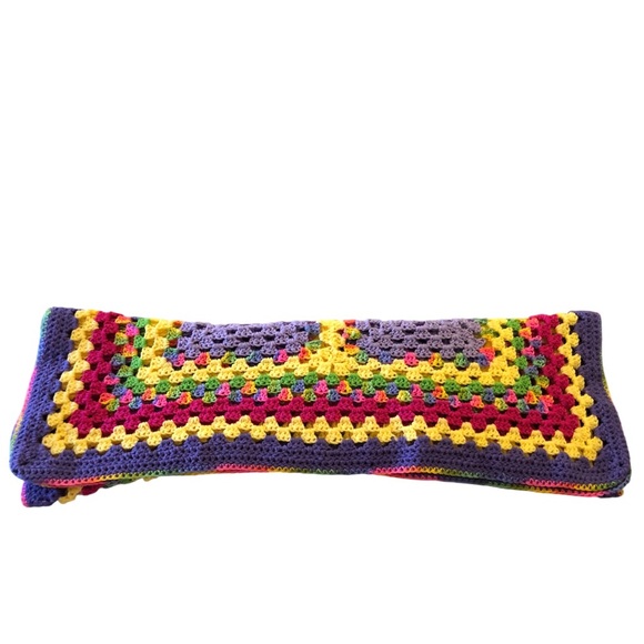 Afghan Handmade Rainbow Colors Baby Crib Shoulder Blanket - Picture 2 of 11